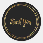 Sticker Rond Merci anneaux dorés noirs (Devant)