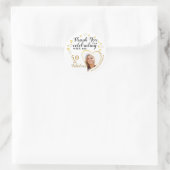 Sticker Rond Merci Anniversaire Blanc Or 50 et fabuleux (Sac)