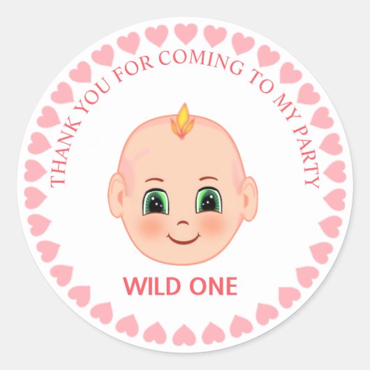 Sticker Rond Merci Anniversaire de enfant (Devant)