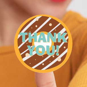 Sticker Rond Merci Anniversaire de enfant du parti Donut