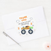 Sticker Rond Merci Anniversaire Moderne Monster Car Trucs Nom (Enveloppe)