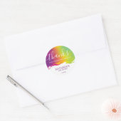 Sticker Rond Merci, Aquarelle Arc-en-ciel Peinture, Violet (Enveloppe)