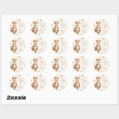 Sticker Rond Merci Aquarelle Baby shower Llama (Feuille)