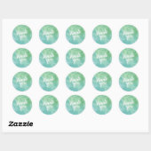 Sticker Rond Merci Aquarelle bleu et vert tendance (Feuille)