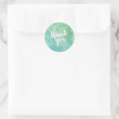 Sticker Rond Merci Aquarelle bleu et vert tendance (Sac)