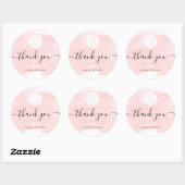 Sticker Rond Merci aquarelle brosse chic logo média (Feuille)