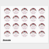 Sticker Rond MERCI Aquarelle Floral Bourgogne Mariage (Feuille)