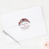 Sticker Rond MERCI Aquarelle Floral Bourgogne Mariage (Enveloppe)