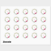Sticker Rond Merci Aquarelle Laurel et Fleur Wreath (Feuille)