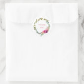 Sticker Rond Merci Aquarelle Laurel et Fleur Wreath (Sac)