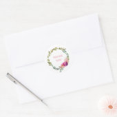 Sticker Rond Merci Aquarelle Laurel et Fleur Wreath (Enveloppe)