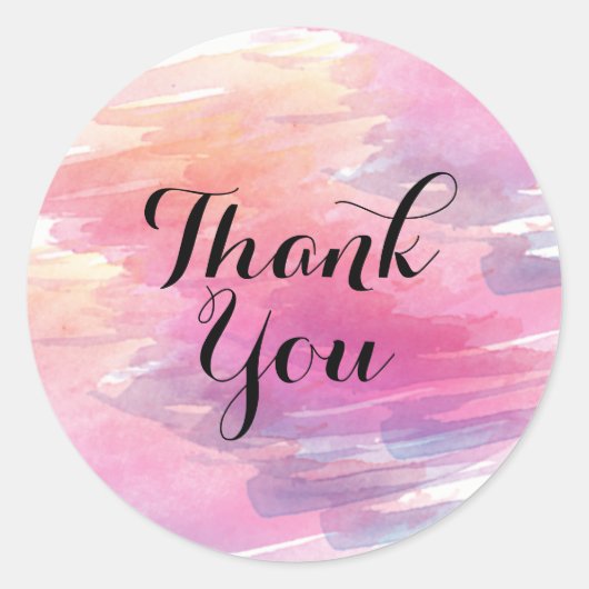 Sticker Rond Merci aquarelle Splatter Abstrait moderne (Devant)