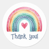 Sticker Rond Merci arc-en-ciel bohème (Devant)