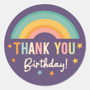 Sticker Rond Merci arc-en-ciel mignon Anniversaire de enfant po