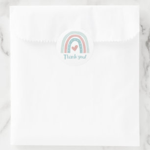 Sticker Rond Merci arc-en-ciel Pastel Bohemian
