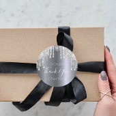 Sticker Rond Merci argent goutte anniversaire