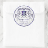 Sticker Rond Merci Armoiries Monogramme Emble Cheval Argent (Sac)