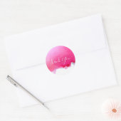 Sticker Rond Merci art aquarelle rose (Enveloppe)