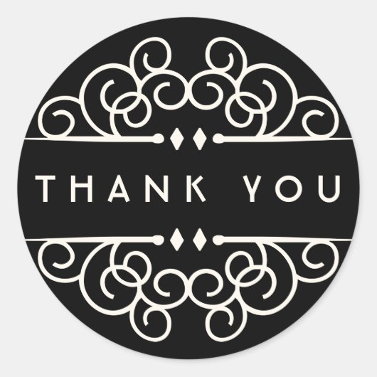 Sticker Rond Merci Art déco (Devant)