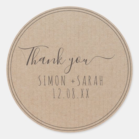 Sticker Rond Merci artisanal Vintage Kraft tendance simple (Devant)