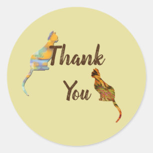 Sticker Rond Merci assis Kittens Appréciation Chat Merci