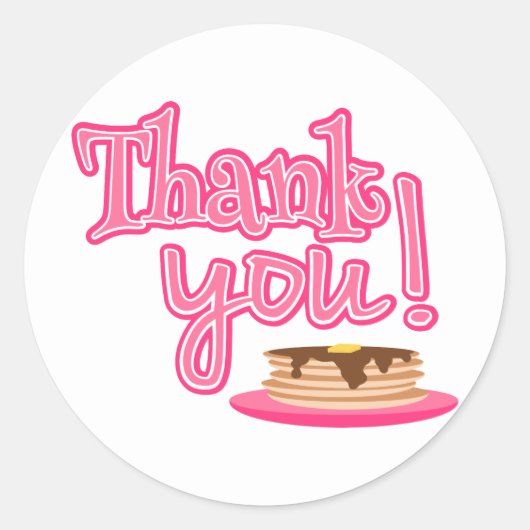 Sticker Rond Merci aux crêpes roses (Devant)