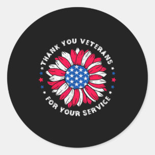 Sticker Rond Merci aux vétérans pour votre service Tournesol Ve