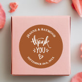 Sticker Rond Merci avec amour Terracotta Mariage Faveur