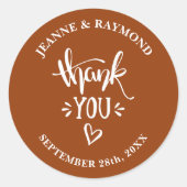 Sticker Rond Merci avec amour Terracotta Mariage Faveur (Devant)