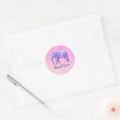 Sticker Rond Merci avec éléphant pourpre (Enveloppe)