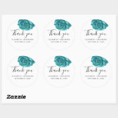 Sticker Rond Merci avec succès. Mariage de cactus bleu. Cactus (Feuille)