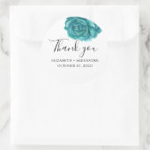 Sticker Rond Merci avec succès. Mariage de cactus bleu. Cactus (Sac)