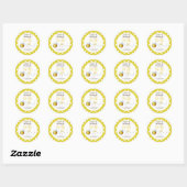 Sticker Rond Merci BA-BEE Baby shower Polkadot jaune (Feuille)