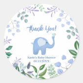 Sticker Rond Merci Baby Elephant Chanson Oiseau Baby shower (Devant)