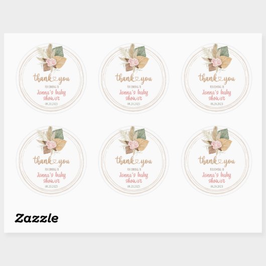 Sticker Rond Merci | BABY SHOWER (Feuille)