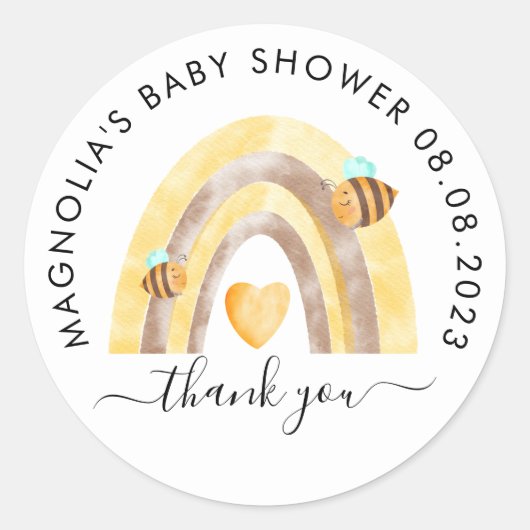 Sticker Rond Merci Baby shower Abee Aquarelle (Devant)