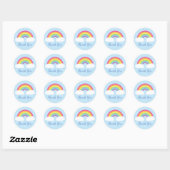 Sticker Rond Merci Baby shower arc-en-ciel (Feuille)