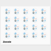Sticker Rond Merci Baby shower bleu Teddy Bear (Feuille)