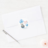 Sticker Rond Merci Baby shower bleu Teddy Bear (Enveloppe)