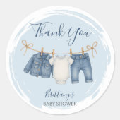 Sticker Rond Merci Baby shower Blue Jeans (Devant)
