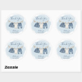 Sticker Rond Merci Baby shower Blue Jeans (Feuille)