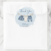 Sticker Rond Merci Baby shower Blue Jeans (Sac)