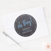 Sticker Rond Merci Baby shower Chalkboard Blue Boy (Enveloppe)