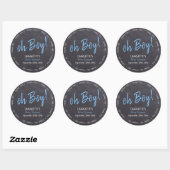 Sticker Rond Merci Baby shower Chalkboard Blue Boy (Feuille)
