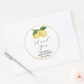 Sticker Rond Merci Baby shower citron (Enveloppe)