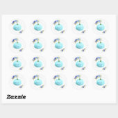 Sticker Rond Merci Baby shower Citrouille bleu Aqua (Feuille)