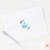Sticker Rond Merci Baby shower Citrouille bleu Aqua (Enveloppe)
