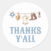 Sticker Rond Merci Baby shower Cowboy (Devant)
