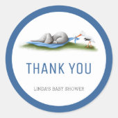 Sticker Rond Merci Baby shower Eléphant mignon (Devant)