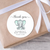 Sticker Rond Merci Baby shower Eléphant mignon